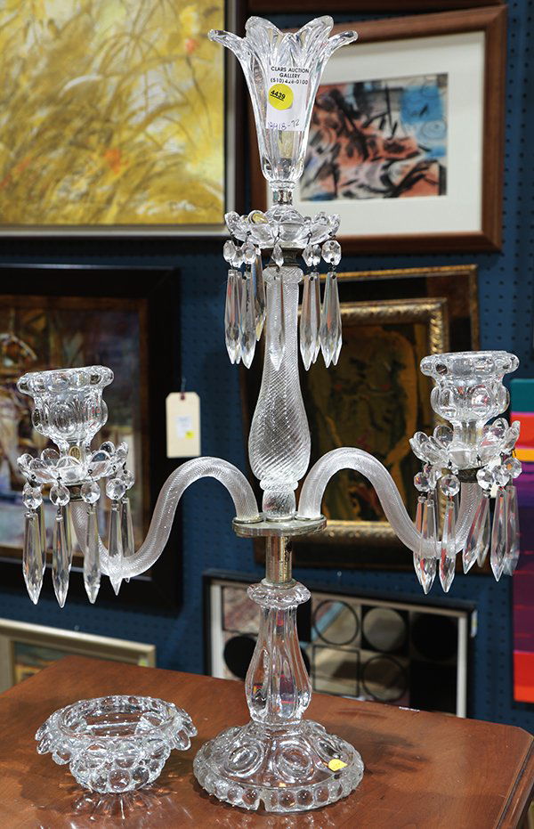 Glass candle holder centerpiece, 20th Cenury, the two (1 of 1)