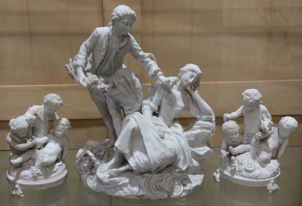 (lot of 3) Continental style bisque figural groups (1 of 1)