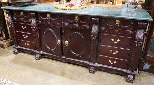 Renaissance style marble top sideboard, having a (1 of 1)