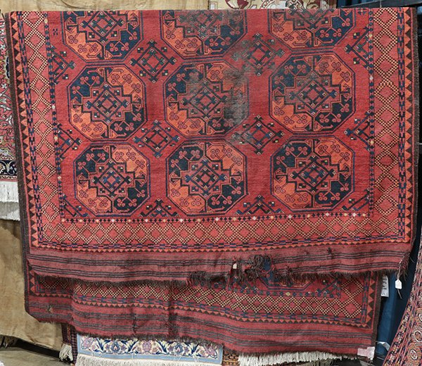 Afghan Turkomen carpet, 6'4'' x 9'9'' (wear) (1 of 3)