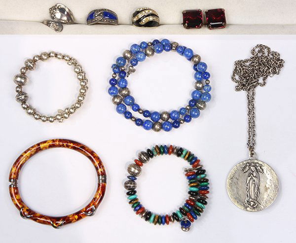 Collection of multi-stone, glass, enamel, silver and (1 of 2)