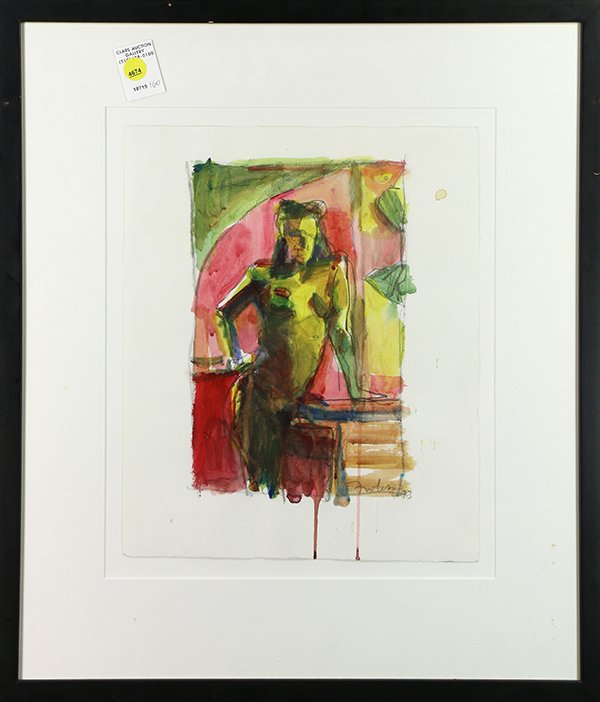 Painting, Kim Frohsin: Kim Frohsin (American, b. 1961), "Yellow Light," 1993, acrylic on paper, signed and dated lower right, artist name and title affixed verso, overall (with frame): 22.75"h x 19.75"w