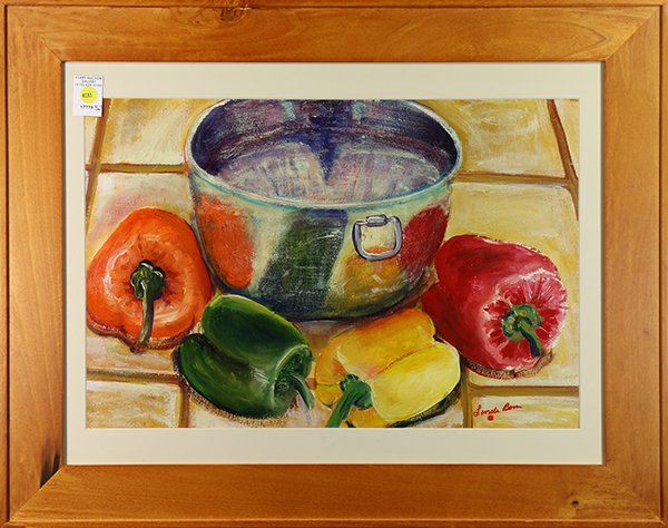 Still Life with Peppers and Pot, painting (1 of 1)