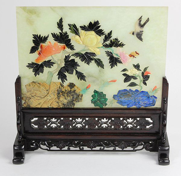 Chinese Table Screen with Stone Overlay (1 of 3)