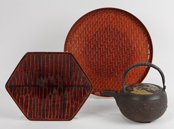 Japanese Iron Sake Server 19c, Lacquered Trays (1 of 4)