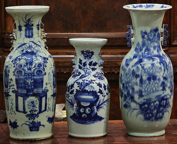 Three Chinese Underglaze Blue Vases (1 of 4)