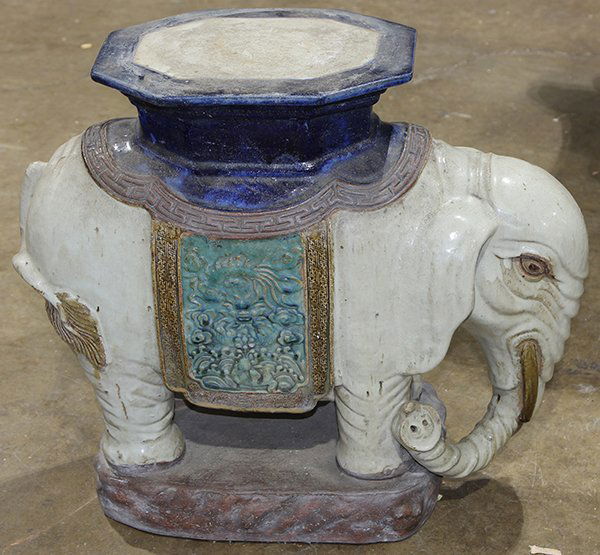 Chinese Ceramic Elephant Stool (1 of 4)