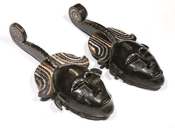 (lot of 2) Koulango, Cote D'Ivoire, pair of masks, (1 of 3)