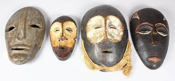 (lot of 4) African masks consisting of Kuba Kingdom, (1 of 3)