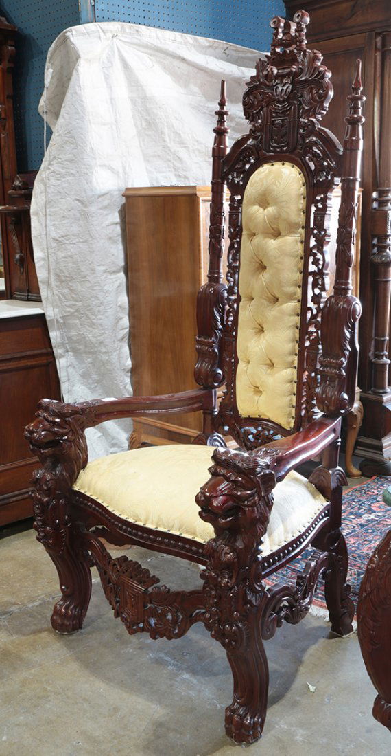 Pair of large Renaissance style throne chairs (1 of 1)