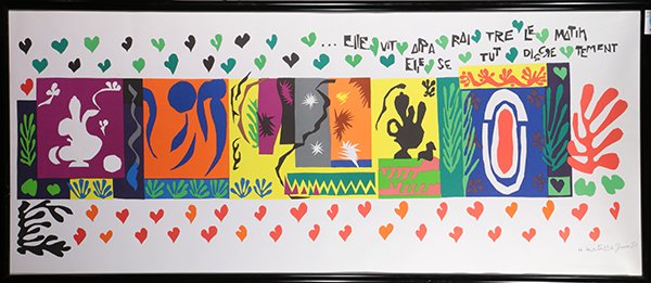 Print, After Henri Marisse, Elle vit apparaitre le: After Henri Marisse (French, 1869–1954), "Elle vit apparaitre le Matin, elle se tut discretement," 1950, color lithograph, plate signed lower right and dated, image: 11"h x 32"w, overall (framed): 2