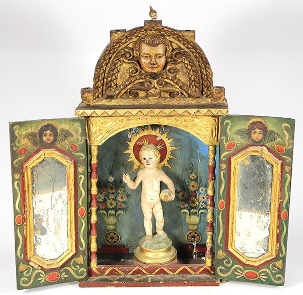 Santos En Nicho, 18th century, having a polychrome and (1 of 6)