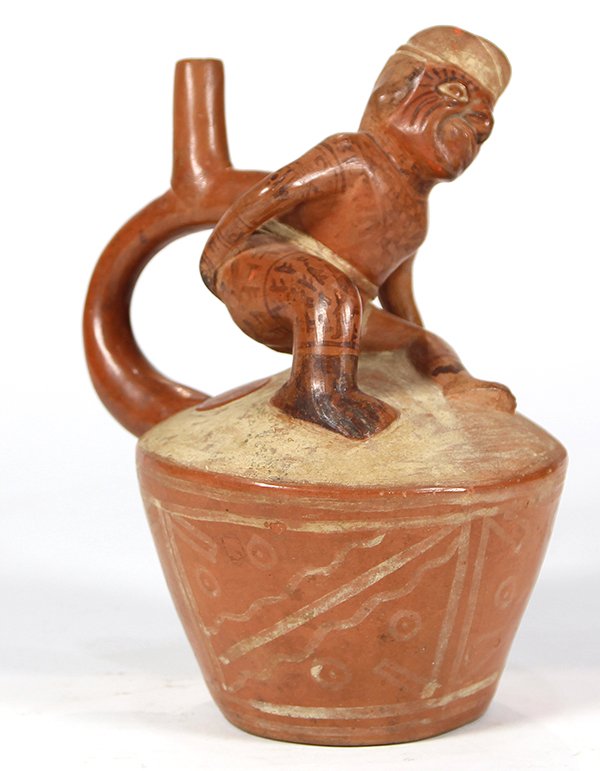 Pre-Columbian Peruvian Moche stirrup vessel, AD 800- AD (1 of 6)
