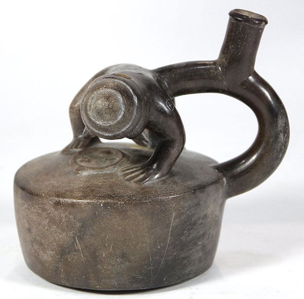 Pre-Columbian Peruvian figural stirrup vessel (1 of 6)