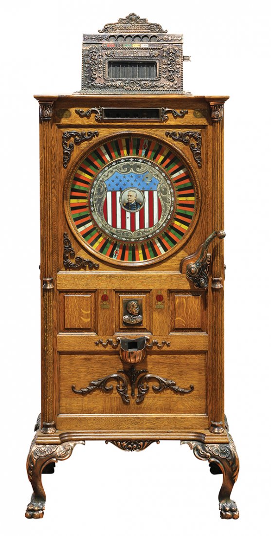 25¢ Mills Dewey upright color wheel slot machine, 1913, (1 of 6)