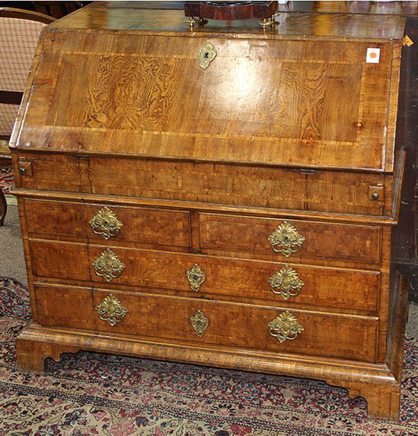 George III walnut and yewwood slant front desk (1 of 4)