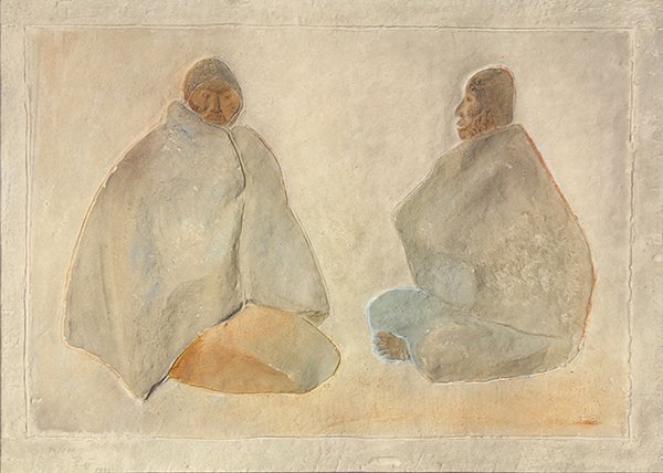 Mixograph, Francisco Zuniga, Dos Mujeres (Two Mayan (1 of 3)