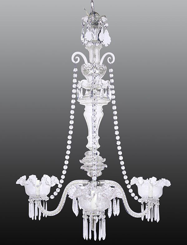Baccarat three arm crystal chandelier (1 of 8)