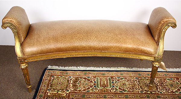 Louis XVI style giltwood carved window bench, 19th (1 of 3)