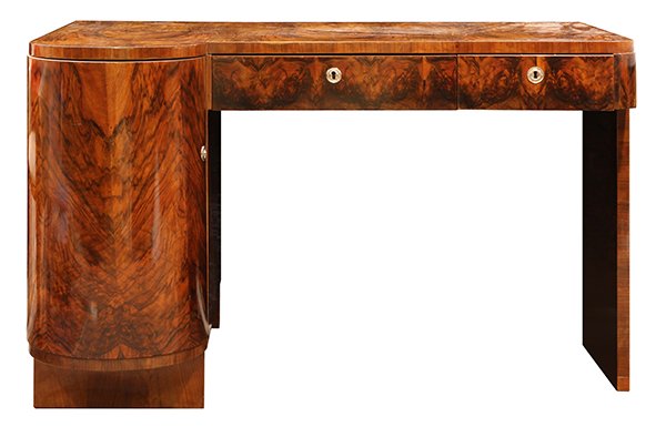 French Art Deco style writing desk, having bookmatched (1 of 7)