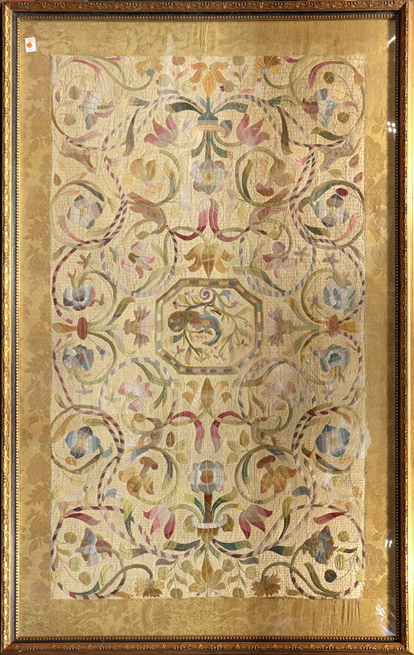 Continental tapestry panel, having a giltwood frame, (1 of 4)