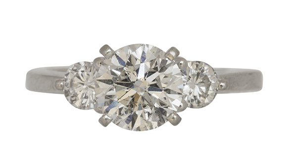 Diamond and platinum engagement ring and wedding band (1 of 5)