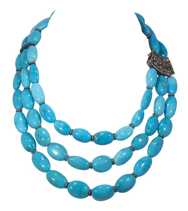 Turquoise, diamond and sterling silver necklace (1 of 7)