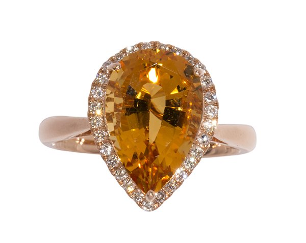 Citrine, diamond and 14k rose gold ring (1 of 3)