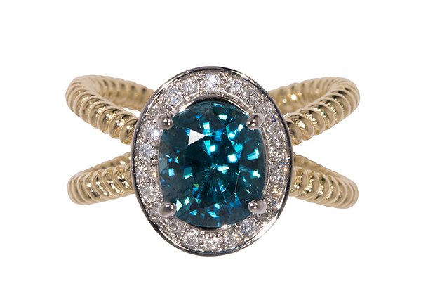 Zircon, diamond and 14k two-tone ring (1 of 4)