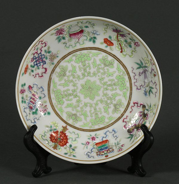 Chinese Porcelain Dish, Buddhist Treasures (1 of 4)