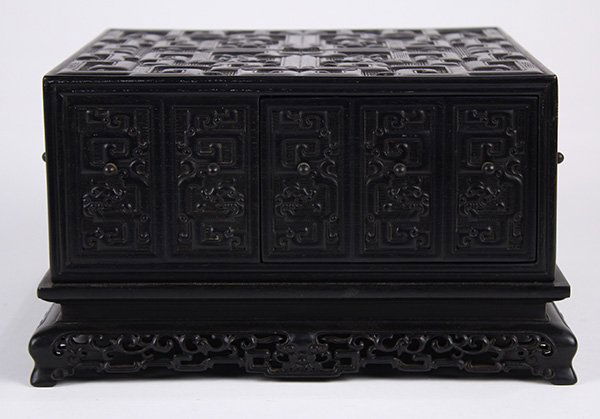 Chinese Wood Seal Box, Dragons (1 of 3)