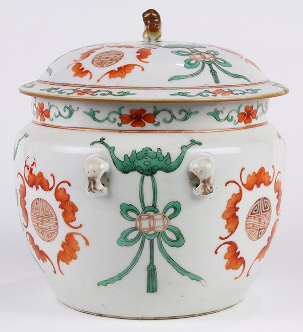 Chinese Porcelain Lidded Jar, Bats (1 of 6)