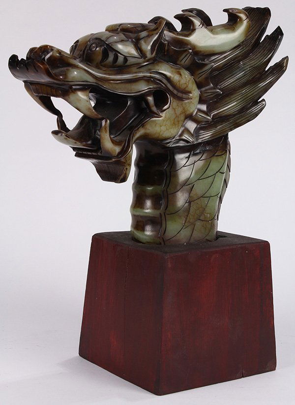 Chinese Stone Dragon Head Sculpture (1 of 4)