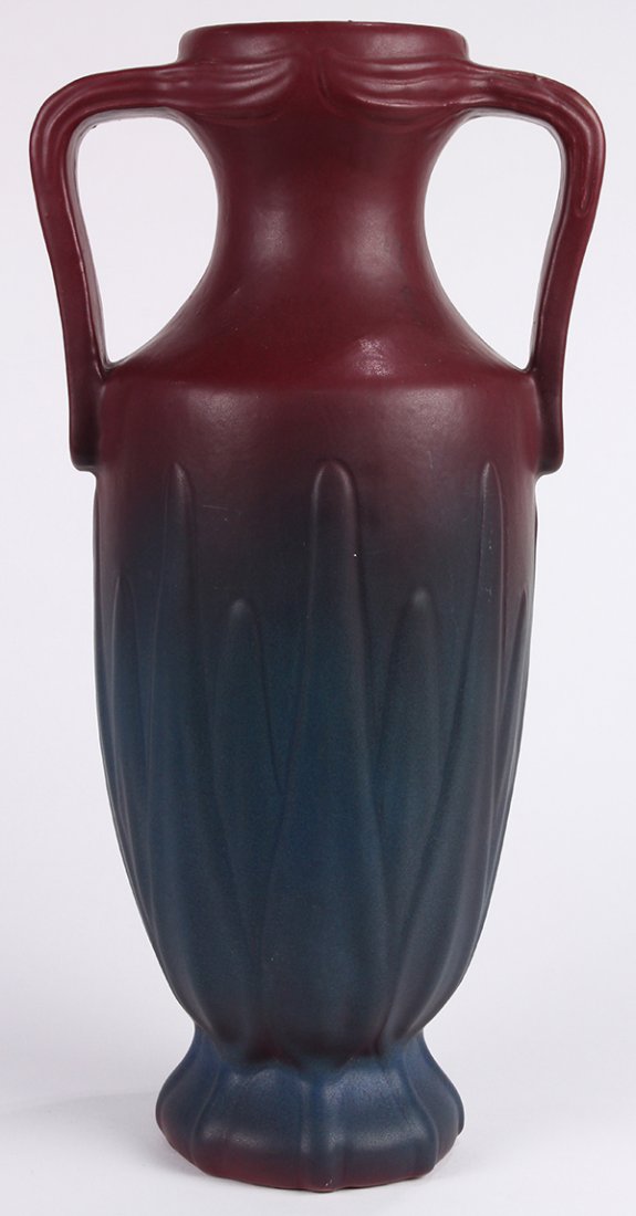 Van Briggle art pottery double handled vase in a blue (1 of 4)