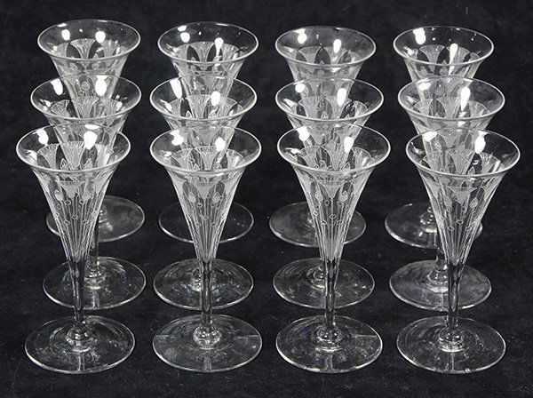 (Lot of 12) Egyptian Revival style stemmed cordial (1 of 2)