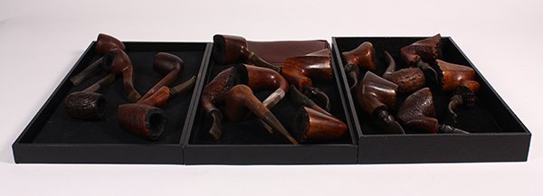 (Lot of 17) Carved Danish burlwood and celius wood (1 of 4)