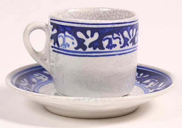 Dedham pottery demitasse cup and saucer, decorated with (1 of 4)