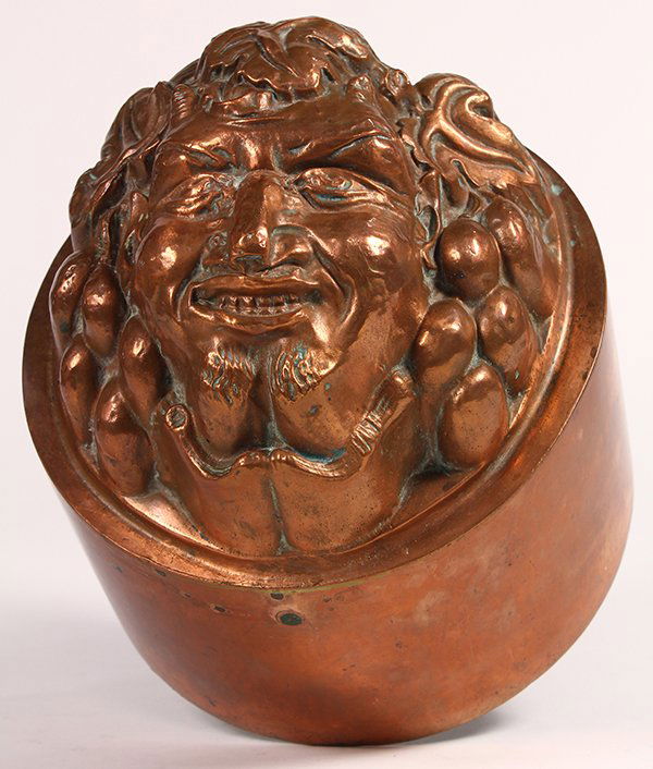 Figural Bacchanalian copper jelly mold, possibly Benham (1 of 2)