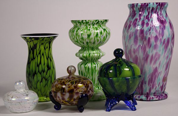 (lot of 6) Mid-Century Modern style art glass group (1 of 3)