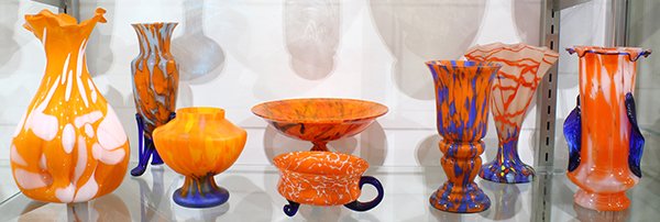 (lot of 8) Czech art glass vase group in assorted (1 of 3)