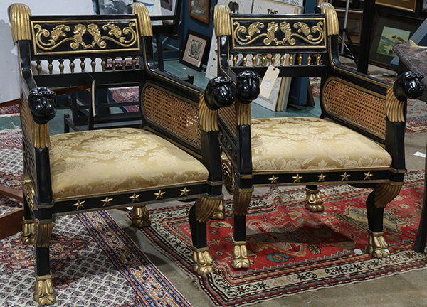 Pair of French Neoclassical style partial gilt and (1 of 2)