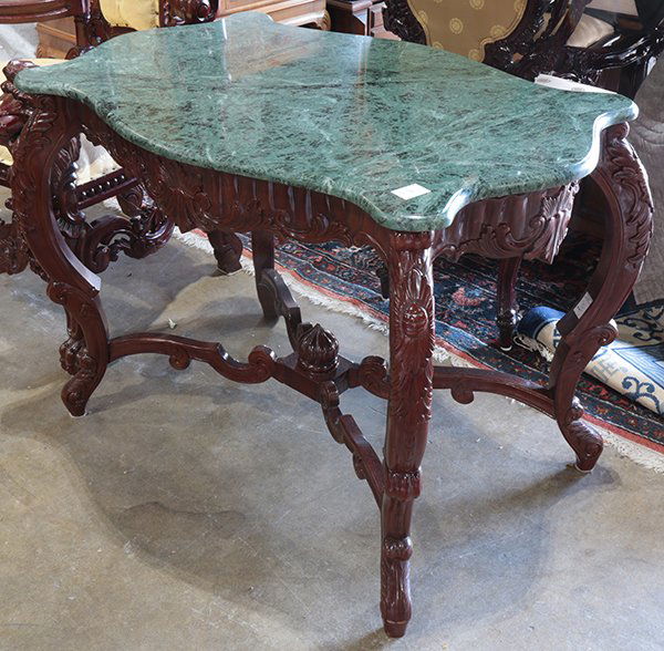 Rococo style mahogany console table, having a shaped (1 of 1)