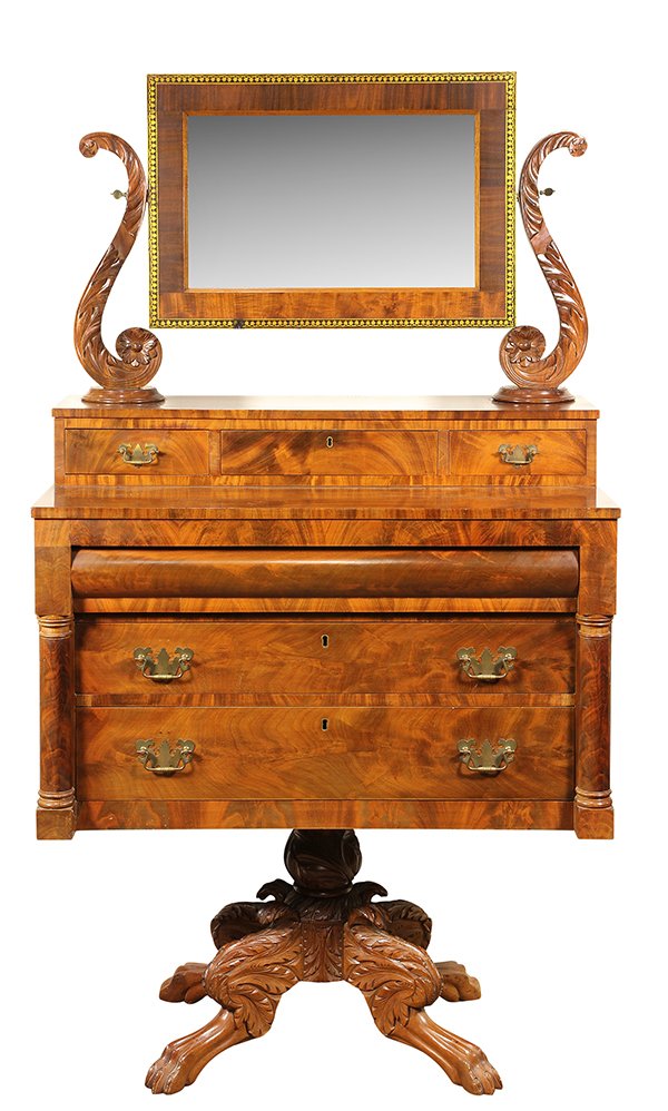 American Classical flame mahogany dressing table, (1 of 7)