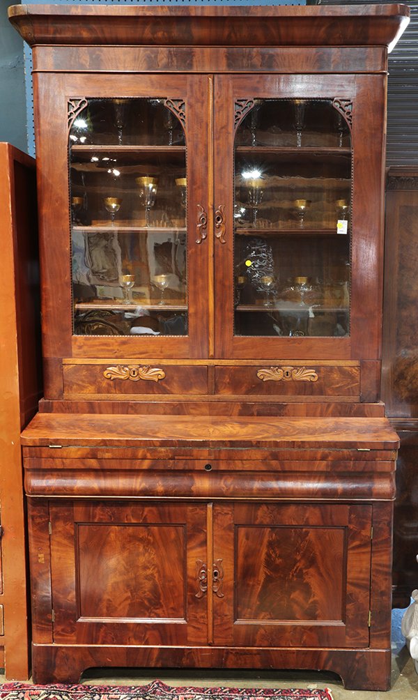 Victorian mahogany secretary desk, having a molded top, (1 of 1)