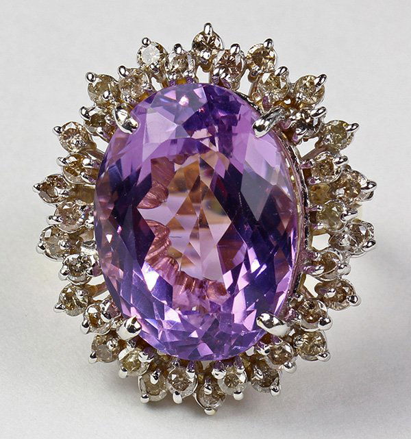 Amethyst, diamond and 14k white gold ring (1 of 3)