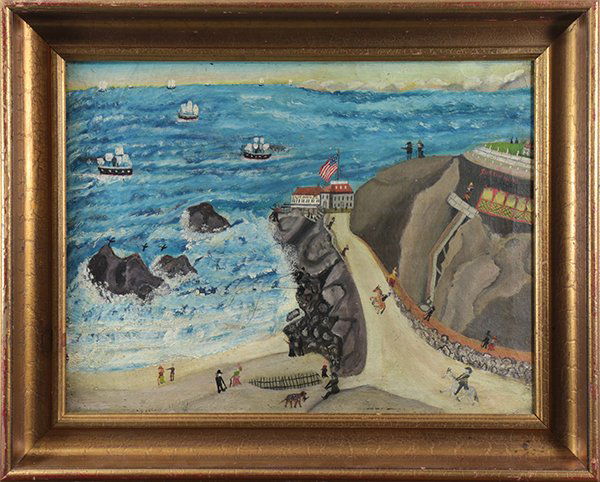Painting, California Folk Art School, View of the Cliff (1 of 1)