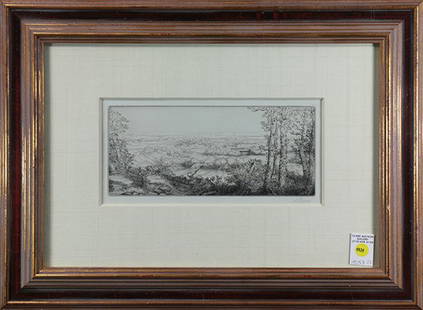 Print, Alphonse Legros: Alphonse Legros (French, 1837-1911), Autumn, circa 1890, etching and drypoint, pencil signed lower right, image: 5"h x 11.25"w, overall (with frame): 17.25"h x 23.25"w