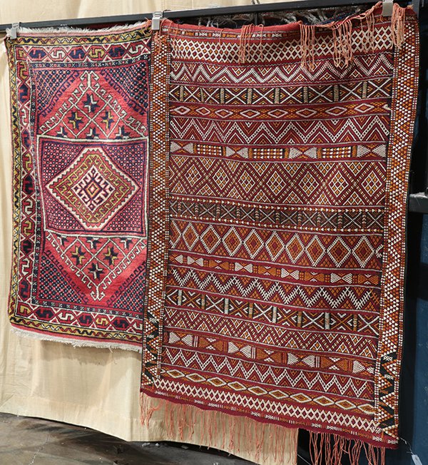(lot of 2) Moroccan rug, and Turkish rug 3'x 5', 2'8"x: (lot of 2) Moroccan rug, and Turkish rug 3'x 5', 2'8"x 4'8"