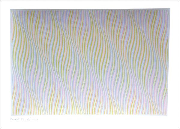Serigraph, Bridget Riley, British: Unframed serigraph, Rose (1978), by Bridget Riley (British 1931-), pencil signed lower right, sheet: approx. 26.5''H x 37.5''W, image: 22.5"H x 33"W. Purchased from Rowan Gallery, London, by Gerald He