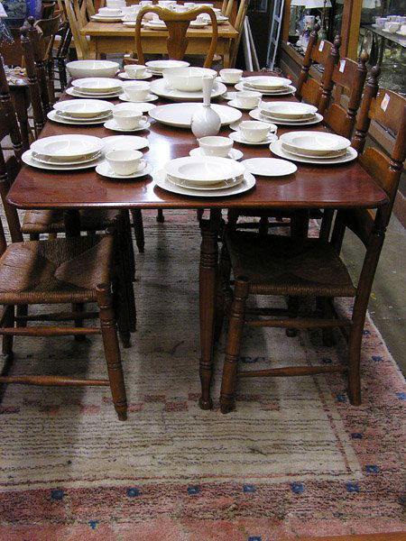Sheraton style cherry dining table: Country Sheraton style cherry dropleaf dining table, circa 1930